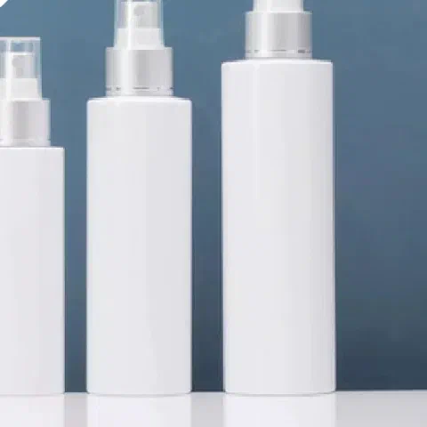 White spray bottle, silver pump, packaging option 58